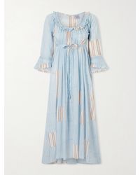 Thierry Colson - Antoinette Ruffled Printed Cotton-Voile Midi Dress - Lyst