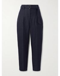 Brunello Cucinelli - Verkürzte Hose Aus Leinen-Twill Mit Gürtel - Lyst
