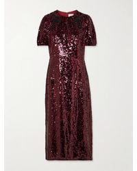 Erdem - Embellished Sequined Georgette Midi Dress - Lyst