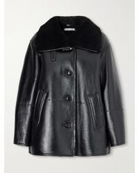 Acne Studios - Paneled Shearling-Trimmed Leather Coat - Lyst