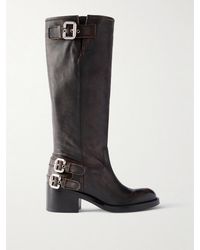 Chloé - New Bikers Buckled Textured-Leather Boots - Lyst