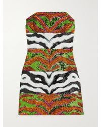 Halpern - Strapless Sequined Tulle Mini Dress - Lyst