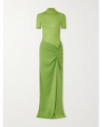 Christopher Esber - Fusion Jersey And Gathered Crepe Mock-Neck Maxi Dress - Lyst
