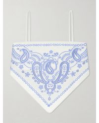 Self-Portrait - Asymmetric Embroidered Linen And Cotton-Blend Top - Lyst