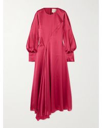ROKSANDA - Hayat Pleated Silk-Satin Midi Dress - Lyst