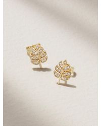 Sydney Evan - Tiny Monstera Leaf 14-Karat Diamond Earrings - Lyst
