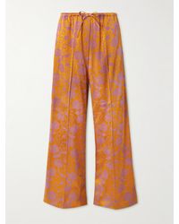 Dries Van Noten - Hose Mit Weitem Bein Aus Satin Mit Jacquard-Muster - Lyst