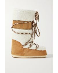 Moon Boot Shearling And Suede Snow Boots - Brown