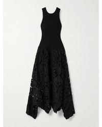 Aje. - Atlas Asymmetric Ribbed-Knit And Guipure Lace Midi Dress - Lyst