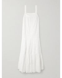 Loretta Caponi - Populonia Tiered Scalloped Broderie Anglaise Cotton Maxi Dress - Lyst