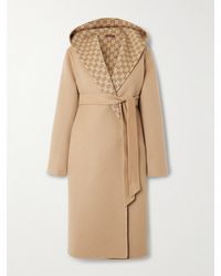 Gucci - Wendbarer Mantel Aus Jacquard Aus Einer Woll-Seidenmischung Mit Kapuze Und Bindegürtel - Lyst