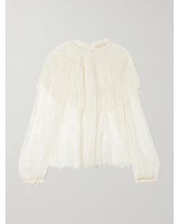 Ulla Johnson - Viviane Cape-Effect Ruffled Chantilly Lace Blouse - Lyst