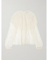 Ulla Johnson - Viviane Bluse Aus Chantilly-Spitze Mit Rüschen Und Cape-Effekt - Lyst