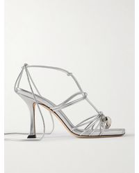 Jimmy Choo - Jemma 90 Embellished Metallic Leather Sandals - Lyst