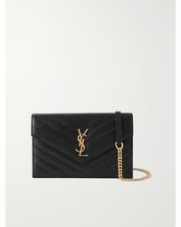 Saint Laurent - Cassandre Envelope Chain Portemonnaie Aus Strukturiertem Matelassé-Leder - Lyst