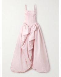 Aje. - Alani Asymmetrische Robe Aus Baumwoll-Twill Mit Raffungen Und Falten - Lyst