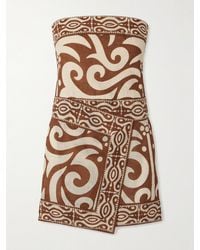 Johanna Ortiz - Raiz Ritual Strapless Printed Linen Mini Dress - Lyst