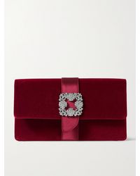 Manolo Blahnik - Capri Crystal-Embellished Satin-Trimmed Velvet Clutch - Lyst
