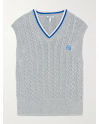 Loewe - Striped Cable-Knit Cotton-Blend Vest - Lyst