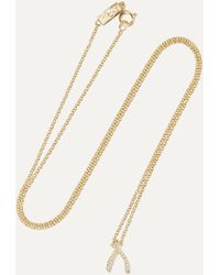 Damen Schmuck Halsketten Jennifer Meyer Wishbone Kette Aus 18 Karat Gold Mit Diamanten in Mettallic 