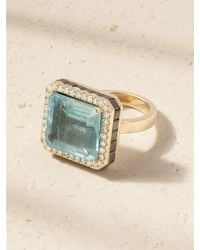 Ileana Makri - Atlantis 18-Karat, Aquamarine, Blackened And Diamond Ring - Lyst
