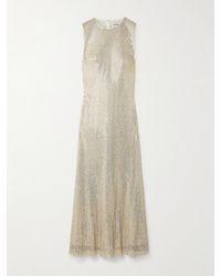 Self-Portrait - Maxikleid Aus Stretch-Mesh Mit Kristallen - Lyst