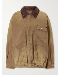 Ssstein - Sulfur Leather-Trimmed Cotton-Canvas Jacket - Lyst
