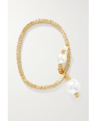 PEARL OCTOPUSS.Y Golden Snake Convertible Gold-plated, Crystal And Faux Pearl Necklace - Metallic