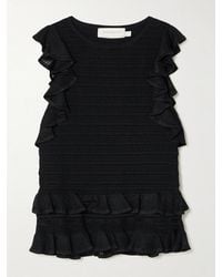 Zimmermann - Luna Ruffled Tiered Ribbed-Knit Top - Lyst
