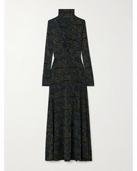 Ulla Johnson - Koa Maxikleid Aus Bedrucktem Stretch-Jersey Mit Raffungen Und Stehkragen - Lyst