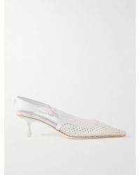 Jimmy Choo - Amel 50 Crystal-Embellished Mesh And Satin Slingback Pumps - Lyst