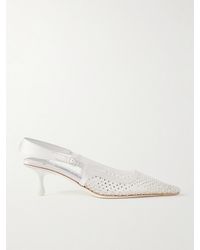 Jimmy Choo - Amel 50 Crystal-Embellished Mesh And Satin Slingback Pumps - Lyst