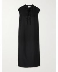 Loulou de Saison - Demeter Lace-Up Silk-Twill Midi Dress - Lyst