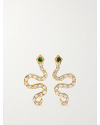 Ileana Makri - Little Snake 18-Karat, Diamond And Tsavorite Earrings - Lyst