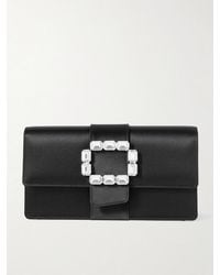 Manolo Blahnik - Maycapjou Crystal-Embellished Satin Clutch - Lyst