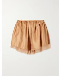 Ulla Johnson - Georgina Chantilly Lace-Trimmed Silk-Twill Shorts - Lyst