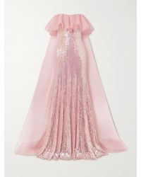 Jenny Packham - Galactic Strapless Chiffon-Trimmed Sequined Satin Gown - Lyst