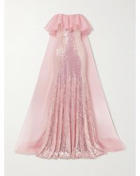 Jenny Packham - Robe Du Soir Bustier En Satin À Finitions En Mousseline Et À Sequins Galactic - Lyst