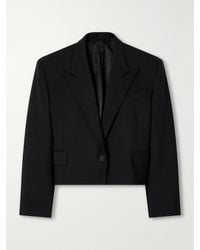 The Attico - Cropped Darted Wool-Blend Gabardine Blazer - Lyst