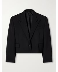The Attico - Cropped Darted Wool-Blend Gabardine Blazer - Lyst