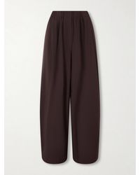 St. Agni - Pleated Cotton-Blend Poplin Wide-Leg Pants - Lyst