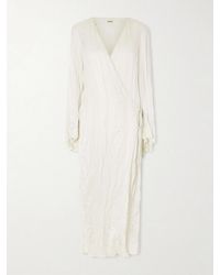 KHAITE - Rommi Crinkled-Voile Midi Wrap Dress - Lyst