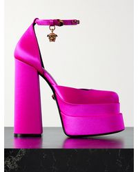 Versace - Medusa Aevitas Embellished Satin Platform Pumps - Lyst