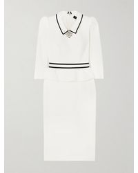 Jenny Packham - Honeybee Grosgrain-Trimmed Crystal-Embellished Crepe Peplum Midi Dress - Lyst