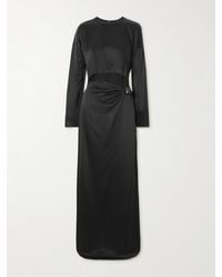 Nanushka - Beatriz Maxikleid Aus Satin Mit Kunstlederbesatz Und Cut-Out - Lyst