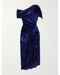 Isabel Marant - Cyane Asymmetric Ruched Devoré-Velvet Midi Dress - Lyst