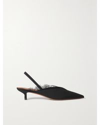Neous - Irena Lace-Trimmed Crepe De Chine Slingback Pumps - Lyst