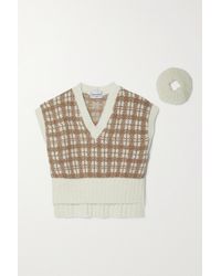 MaisonCléo - + Net Sustain Bella Checked Intarsia Wool Vest And Hair Tie Set - Lyst