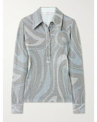PUCCI - Printed Metallic Jersey Polo Shirt - Lyst