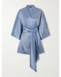 Carine Gilson - Lace-Embroidered Silk-Satin Robe - Lyst